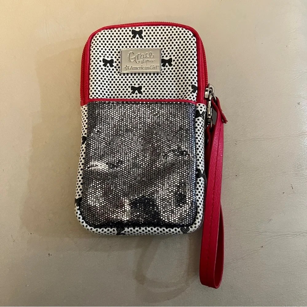 American Girl GRACE Dots & Bows Phone Wristlet EUC!
